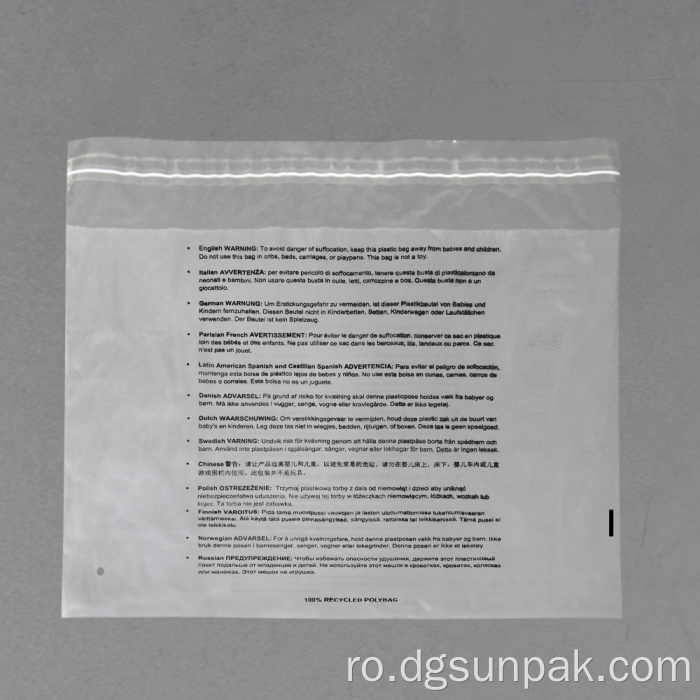 Îmbrăcăminte din geantă din polietilenă LDPE Geantă de avertizare de sufocare